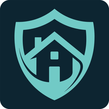 Home security shield logo icon design, house protection symbol, vector illustration
