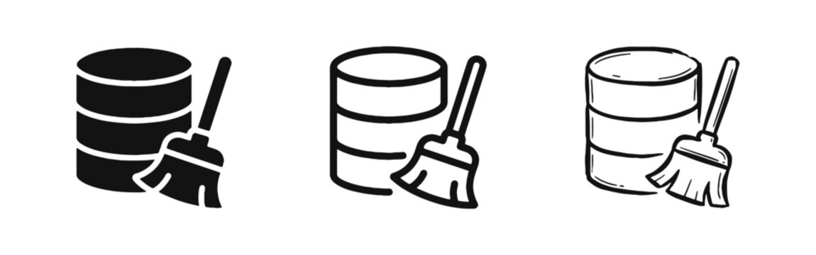 Data Cleaning Maintenance Icon Database Optimization and System Refresh Broom Symbol