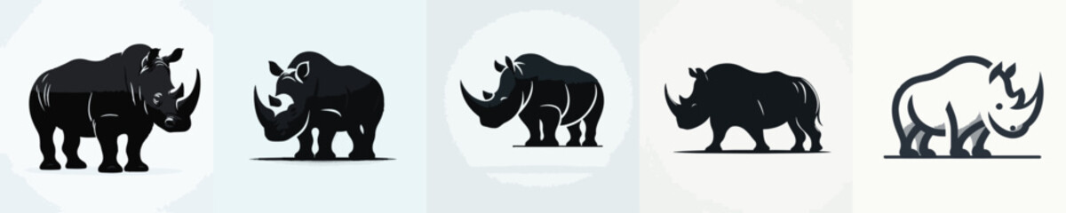 Fototapeta premium Rhino Silhouette Vector Illustration
