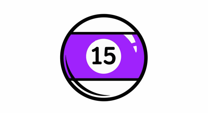 A purple billiard ball with the number 15 in a white circle
