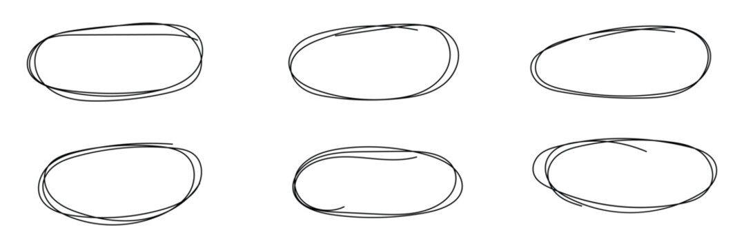 Hand drawn black highlight circle. Highlight circle for marking text, numbers, markers, pencils, text and illustrations. EPS 10 .