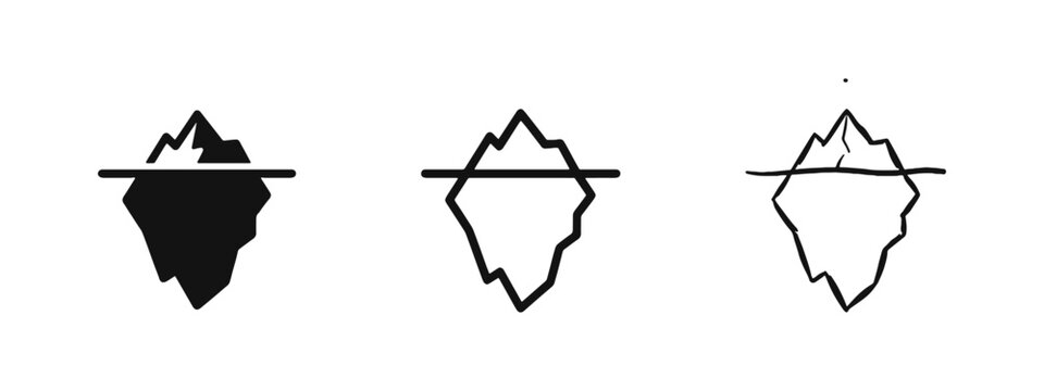 Iceberg Icon Set Concept of Hidden Risk and Deep Strategy