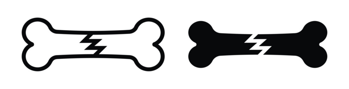 Black and white dog bone icons with crack Vector