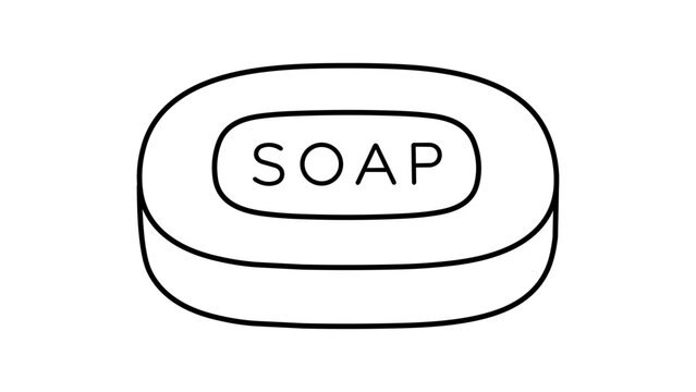 Minimalist vector icon of a bar of soap with an editable stroke, ideal for bathroom, hygiene, and wellness illustrations. This hand-drawn scalable graphic is customizable for any brand aesthetic.