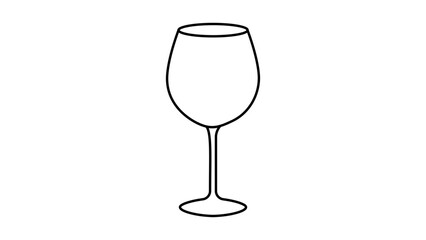 Obraz premium Sleek wine glass vector icon with editable stroke, minimalist hand-drawn illustration for restaurant menu and bar signage, scalable outline design featuring adjustable line weight for drinks.