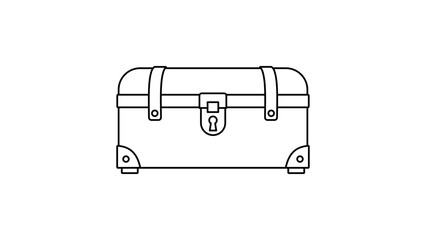 Classic storage trunk vector icon with editable stroke, ideal for luggage and home organization illustration, featuring a clean hand-drawn minimalist outline and adjustable line weight style. © Rahana