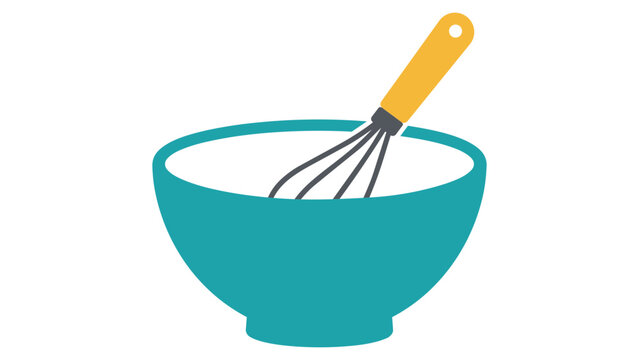 Elegant mixing bowl vector icon for kitchen baking and food preparation, minimalist hand-drawn line illustration isolated on white background, suitable for professional culinary and recipe media.
