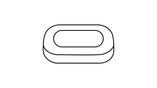 Minimalist bar soap vector icon with editable stroke, ideal for bathroom hygiene and skincare branding illustration, featuring a clean hand-drawn outline and adjustable line weight design.