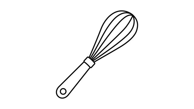Hand-drawn whisk vector icon with editable stroke for versatile kitchen tool illustrations, perfect for baking blogs, cooking classes, and menu designs with adjustable line weight options.
