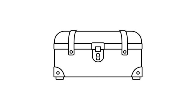 Classic storage trunk vector icon with editable stroke, ideal for luggage and home organization illustration, featuring a clean hand-drawn minimalist outline and adjustable line weight style.