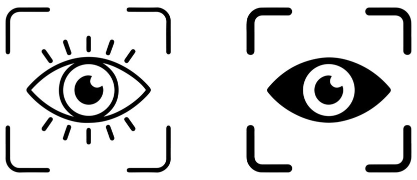 iris scan biometric security icon set