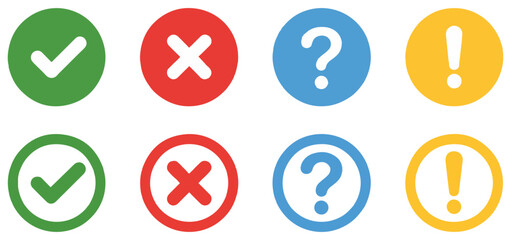 check cross question and exclamation icon set © Vectorixpro