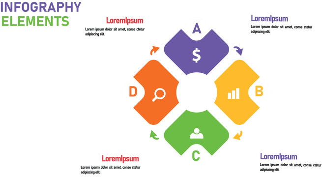 Four steps infographics design vector 