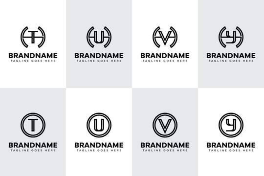 Letters HT HU HV HY OT OU OV OY Logo Monogram Set