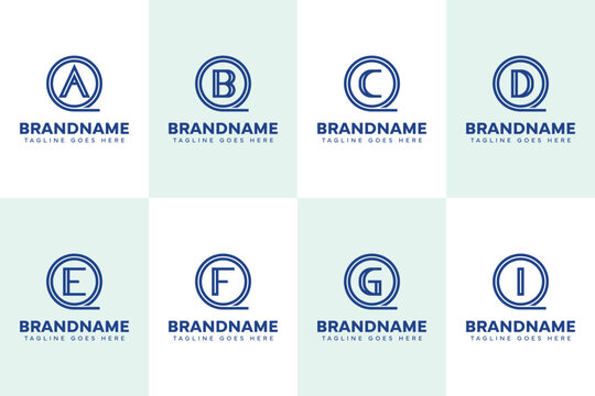Letters QA QB QC QD QE QF QG QI Logo Monogram Set