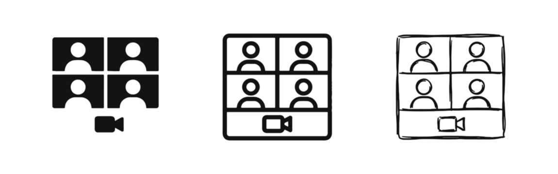 Video Conference Icon - Online Meeting and Webinar Concept