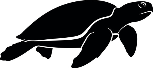 Silhouette of a sea turtle a minimalist representation of marine wildlife and ocean conservation efforts © MD. MAMUNAR RASHID