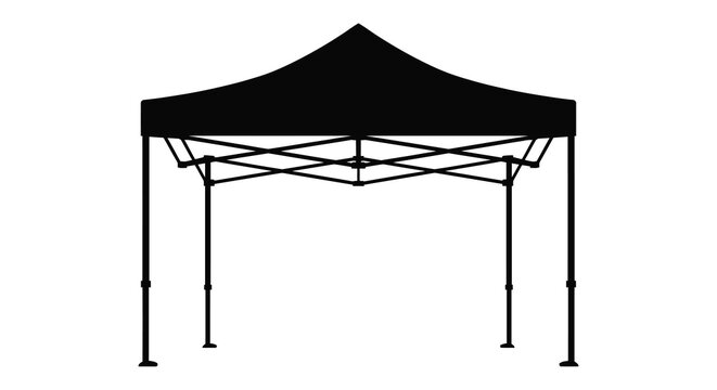 Pop up tent silhouette on a white background