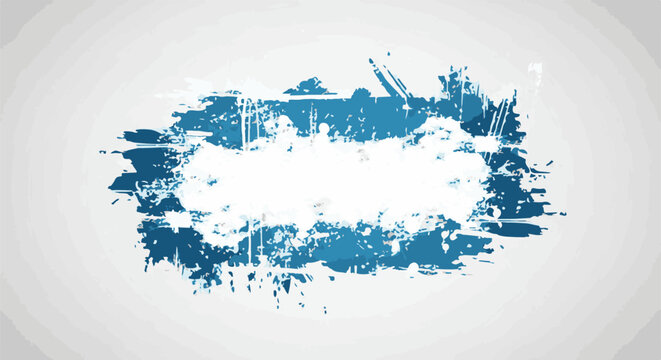 Abstract textured splatter of blue and white with rough edges on grey gradient background