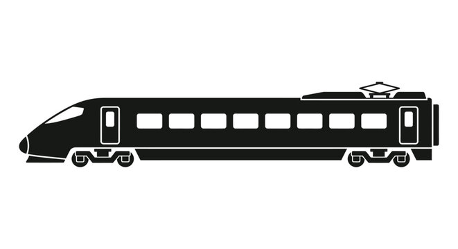High speed train side view black silhouette