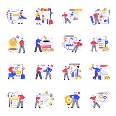 Fototapeta premium Set of Business and Finance Flat Illustrations