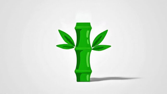 Flat design bamboo icon bouncing gently with elastic motion, bright green color palette, simple clean background, playful UI animation style, slight camera shake for dynamic feel, smooth easing
