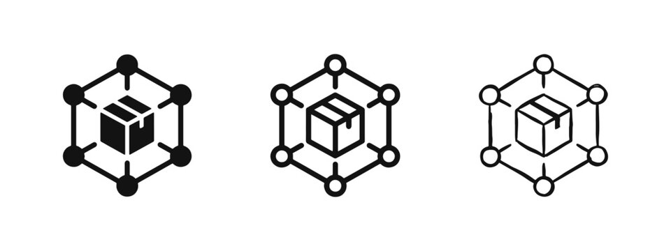 Supply Chain, Logistics, Delivery Network Icon Set in Solid, Outline, and Hand-Drawn Styles
