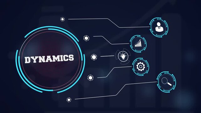 Modern business dynamics and market movement strategy visualized through a futuristic digital interface with icons of agile management and professional flexibility