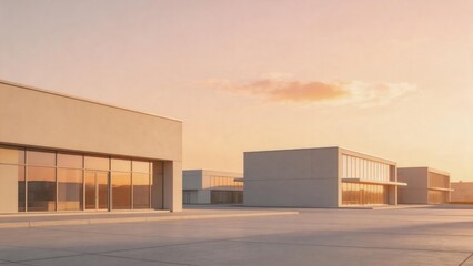Fototapeta premium Modern buildings at sunset