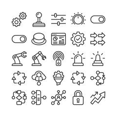 Fototapeta premium Automation and process control icons for industry and technology