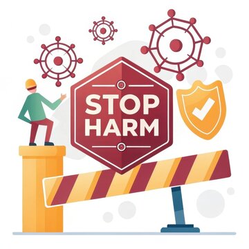 Engaging Illustration of Safety Measures Against Harm Vectors