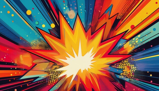 vibrant pop art comic strip with retro panel explosions and bursts