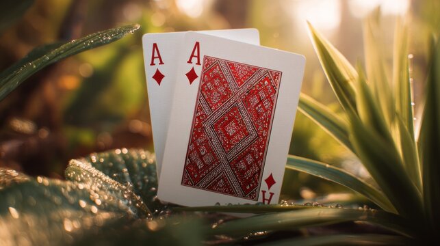 Playing cards nature background