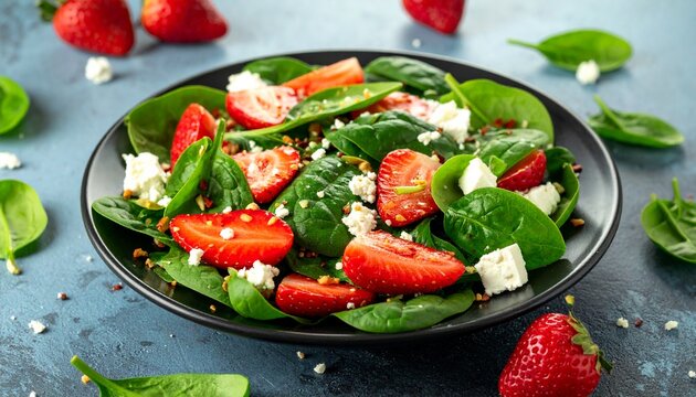 Spinatsalat mit Erdbeeren & Feta