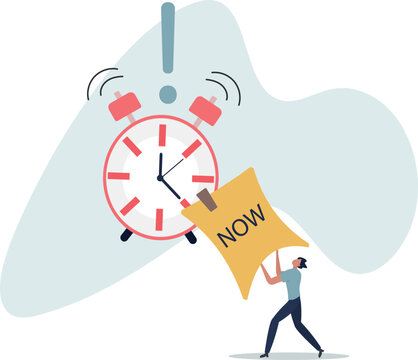 Stop procrastination, do it now or decision to finish work or appointment in time concept.person's life situation and his activities.