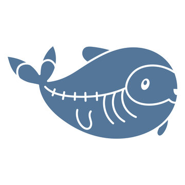 Bioluminescent cut out blue fish 