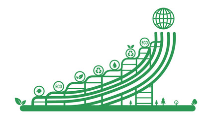 Eco-friendly Roadmap: A visual representation of environmental progress, charting the course towards sustainability with interconnected concepts. © Maira