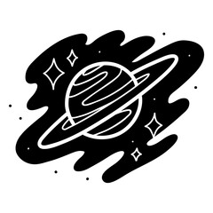 Stylized saturn planet illustration with cosmic elements © Vexels