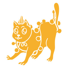 Yellow cat with a crown on its head © Vexels