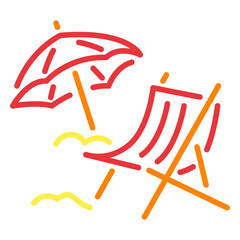 Fototapeta premium Neon sign with a beach chair and umbrella