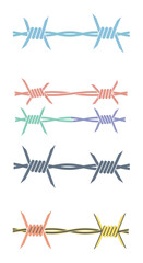 Fototapeta premium Colorful Barbed Wire Sections - Decorative Elements