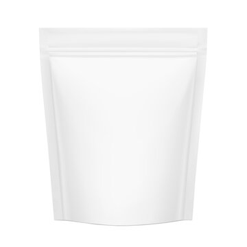 Realistic stand up pouch bag mockup with transparent shadow for food, pet products and etc. Vector illustration isolated on white background. Ready for your design. EPS10.