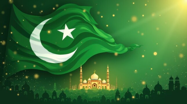 14 August 1947 Pakistan day unique and beautiful banner 77th independence day of Pakistan background wallpaper illustration 