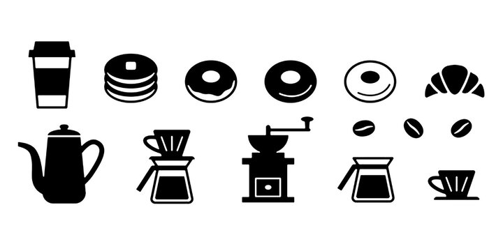 Illustration icons of cafes and coffee shops