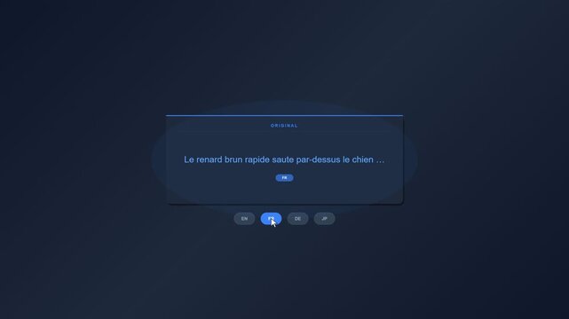 Animated User Interface of a Language Translation Software Tool
