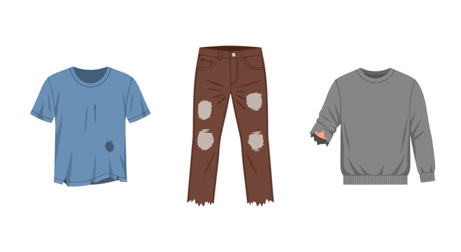 Tattered Clothes: Ripped T-shirt, Torn Jeans, and Worn Sweater
