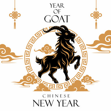 chinese new year of goat 2027 , golden goat of fire isolated in white