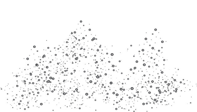 Digital abstract black dots and lines isolated on a transparent background