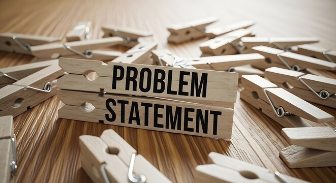 problem statement wooden blocks on desk with business challenge concept