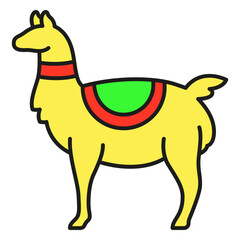 Naklejka premium Llama animal color stroke